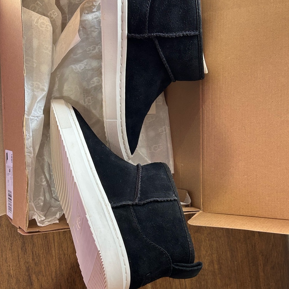 UGG Black Ankle Boots with White Sole - Picture 12 of 16